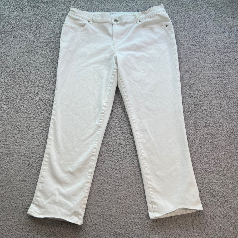 Sonoma Life + Style Womens White Boyfriend Jeans Size 16 Stretch Denim